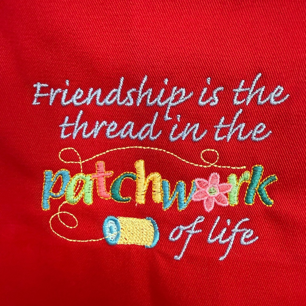 Red Embroidered Tote Bag